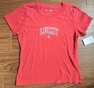 Lucky Brand Red Varsity Arched Logo Graphic T-Shirt Medium